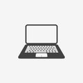 Laptop monochrome icon. Front view. Vector illustration.