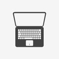 Laptop monochrome icon. Top view. Vector illustration.