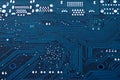 Laptop motherboard dark blue background Royalty Free Stock Photo