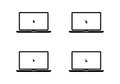 Laptop with mouse cursor icon. Computer screen showing pointer and click action Royalty Free Stock Photo