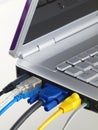 Laptop with muliti color plugged in ports