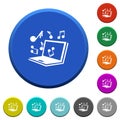 Laptop with music symbols beveled buttons Royalty Free Stock Photo