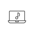 Laptop and musical note line icon Royalty Free Stock Photo