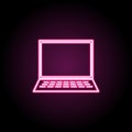 Laptop neon icon. Simple thin line, outline vector of computer parts icons for ui and ux, website or mobile application