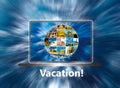 The laptop with note about vacation Royalty Free Stock Photo