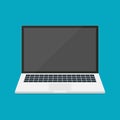 Laptop or notebook computer flat icon. Open laptop, front view Royalty Free Stock Photo