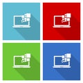 Laptop, notebook, computer icon set, vector illustration in eps 10, web buttons in 4 colors options Royalty Free Stock Photo