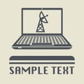 Laptop or notebook computer with Radar or Antenna icon Royalty Free Stock Photo