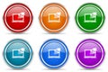 Laptop, notebook, computer silver metallic glossy icons, set of modern design buttons for web, internet and mobile applications in Royalty Free Stock Photo