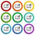 Laptop, notebook, computer vector icons, set of colorful flat design buttons for webdesign and mobile applications Royalty Free Stock Photo