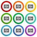 Laptop, notebook, computer vector icons, set of colorful flat design buttons for webdesign and mobile applications Royalty Free Stock Photo