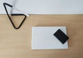 A laptop on a desk ready to telecommute Royalty Free Stock Photo