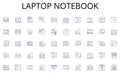 Laptop notebook line icons collection. Renovation, Refurbishment, Rehabilitation, Restitution, Restoration, Overhaul