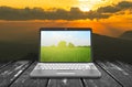 Laptop notebook in nature Royalty Free Stock Photo