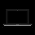 Laptop notebook white out lines on black background. Laptop notebook tablet vector eps10.