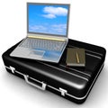 Laptop and notepad on case Royalty Free Stock Photo