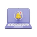 Laptop with Notification Bell Icon on a Purple Screen computer technology Royalty Free Stock Photo