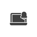 Laptop notification bell vector icon Royalty Free Stock Photo