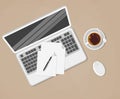 Laptop and office supplies Royalty Free Stock Photo