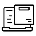 Laptop online order icon outline vector. Claim data Royalty Free Stock Photo