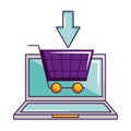 Laptop online shopping cart click