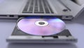 Laptop with open CD rom tray Royalty Free Stock Photo