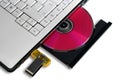 Laptop with open compact disc tray