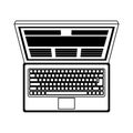 Laptop open computer topview symbol in black and white