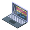Laptop showing code on screen in isometric view Royalty Free Stock Photo