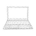 Laptop open notebook portable from abstract futuristic polygonal black lines and dots. Vector illustration