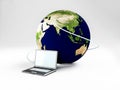 Laptop and our Earth, internet Royalty Free Stock Photo