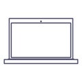 Laptop outline computer vector technology design illustration. Isolated white notebook screen and business modern icon. Royalty Free Stock Photo