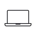 Laptop outline icon, flat design style, vector illustration. Notebook computer linear symbol Royalty Free Stock Photo