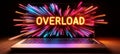 Laptop Overload Vibrant Neon Streaks Exploding From Screen, Illustrating System Overburden Concept Royalty Free Stock Photo