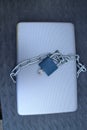 Laptop with padlock and chain Royalty Free Stock Photo