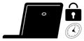 Laptop, Padlock, and Clock Representing Security and Time Management in Digital Workspaces Royalty Free Stock Photo