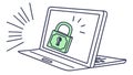 Laptop with Padlock Icon, Emphasizing Online Security, vector design Generative AI Royalty Free Stock Photo