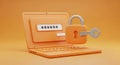 Laptop with Padlock and Key Symbolizing Digital Security and Privacy computer technology Royalty Free Stock Photo