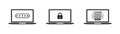 Laptop with password icon. Flat computer with lock . Login and password on page laptop screen .Padlock,illustration on white Royalty Free Stock Photo