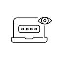 Laptop with password input box and eye. Secure computer data access. Visibility of password entry. Pixel Royalty Free Stock Photo