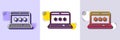 Laptop password line icon. Cyber defence sign. Halftone dotted pattern. Vector