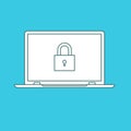 Laptop with password notification and lock icon vector illustration Royalty Free Stock Photo