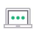 Laptop password thin color line vector icon