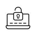 Laptop password unlock icon. Simple line, outline vector elements of hacks icons for ui and ux, website or mobile application