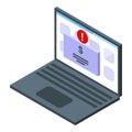 Laptop payment cancellation icon, isometric style