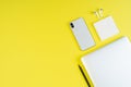 Laptop Phone Earphone Yellow Minimal Top Layout