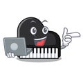With laptop piano character cartoon style