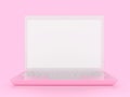 Laptop pink color with blank screen isolated mock up