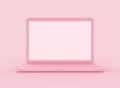 3D laptop pink color on pink backgrounds.