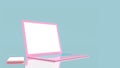 Laptop pink color and smart phone with blank screen isolated mock up Royalty Free Stock Photo